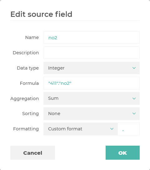 Source Field Menu